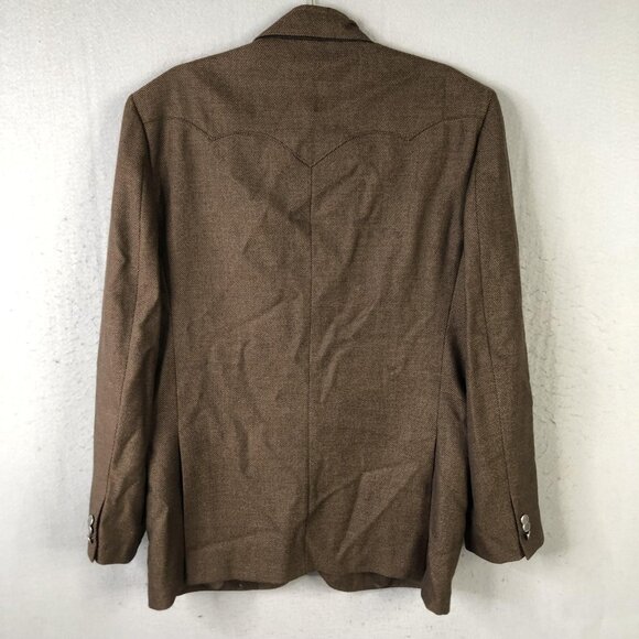 Circle S Blazer Mens 44L Brown Wool Western Sport Coat Two Button Cowboy Rodeo - Picture 3 of 16